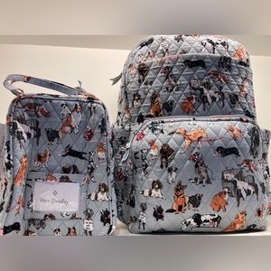 Vera Bradley Dog Show Essential Large Backpack & Matching lunch Box New W Tags